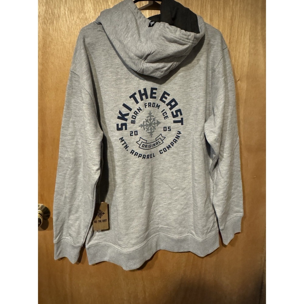 Ski The East Men's Hoodie Size L Gray Born From Ice Graphic Sweatshirt Skiing